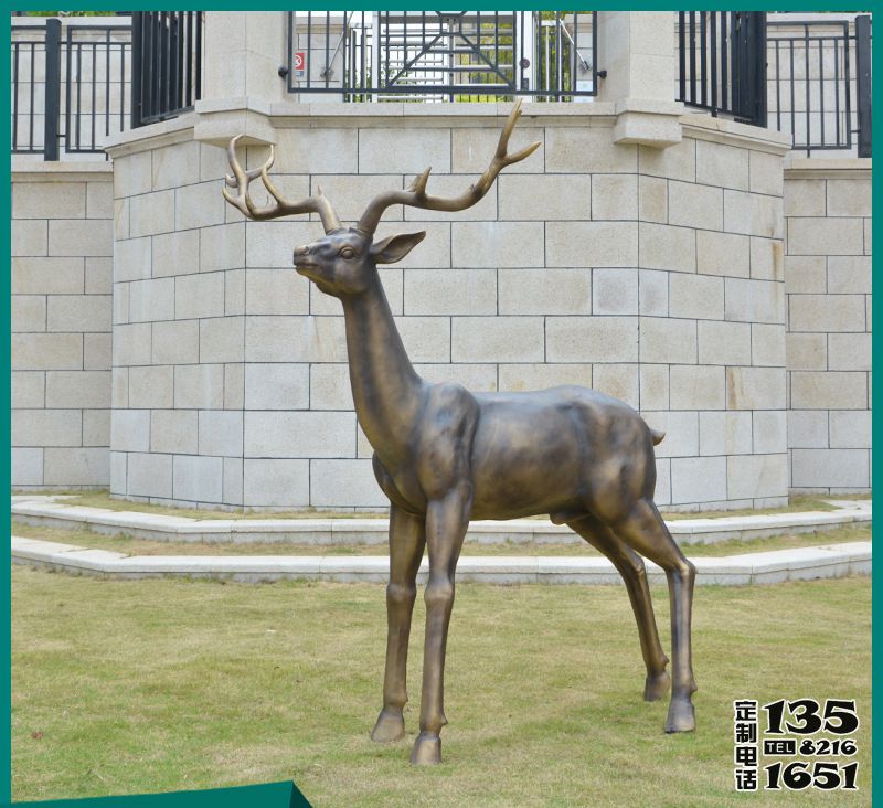 別墅小區(qū)創(chuàng)意玻璃鋼仿銅梅花鹿雕塑 別墅小區(qū)創(chuàng)意玻璃鋼仿銅梅花鹿雕塑